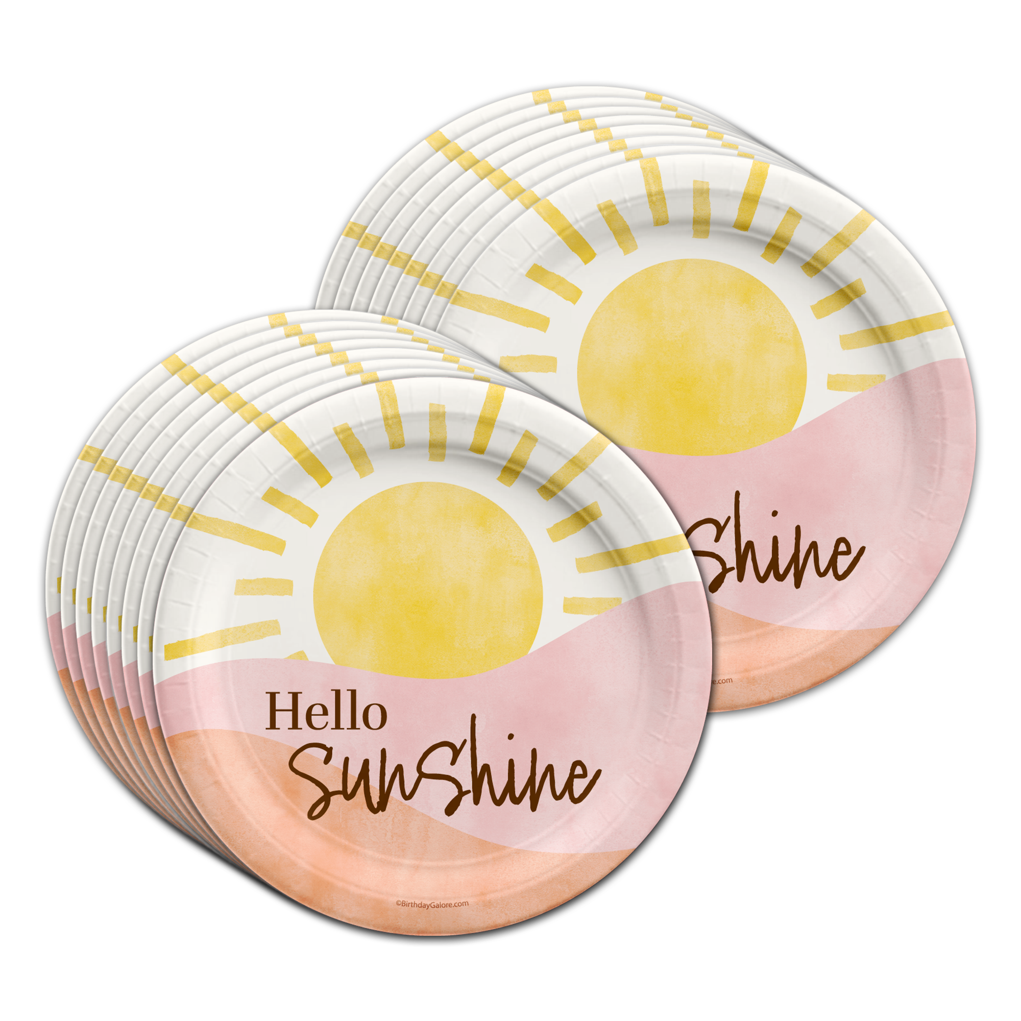 Hello Sunshine Pink Birthday Party Tableware Kit For 16 Guests
