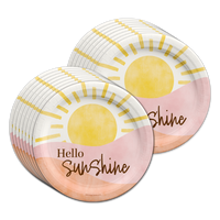 Hello Sunshine Pink Birthday Party Tableware Kit For 16 Guests