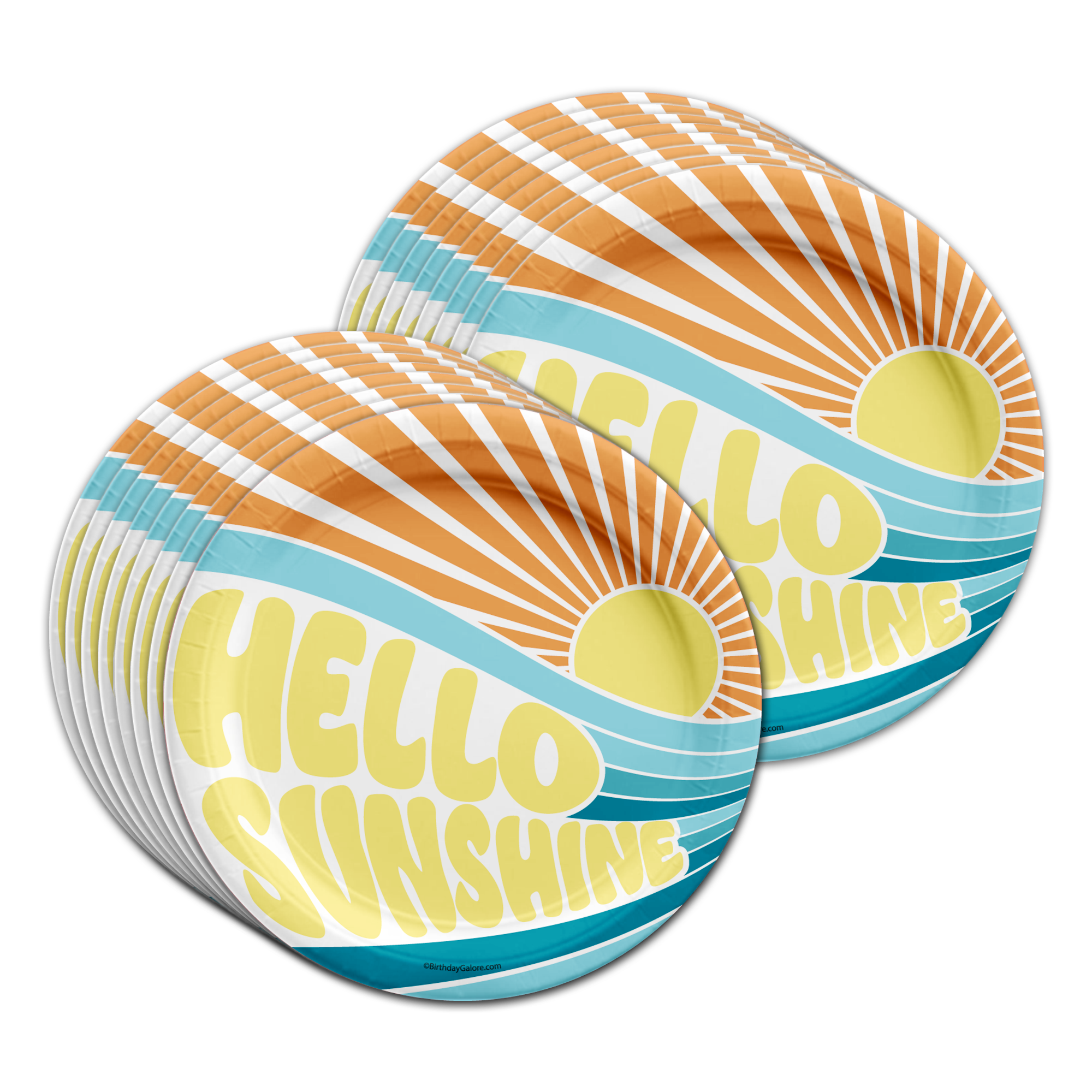 Hello Sunshine Blue Birthday Party Tableware Kit For 16 Guests