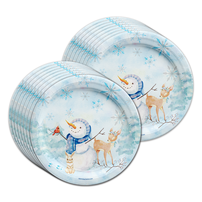 Snowman Birthday Party Tableware Kit For 16 Guests