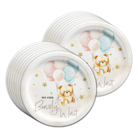 We Can Bearly Wait! Gender Reveal Party Tableware Kit For 16 Guests 64 Piece