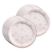 Pink Snowflake Winter Onederland 1st Birthday Party Tableware Kit For 16 Guests 64 Piece