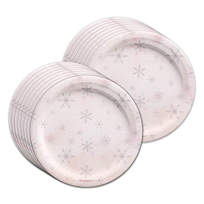 Pink Snowflake Winter Onederland 1st Birthday Party Tableware Kit For 16 Guests 64 Piece