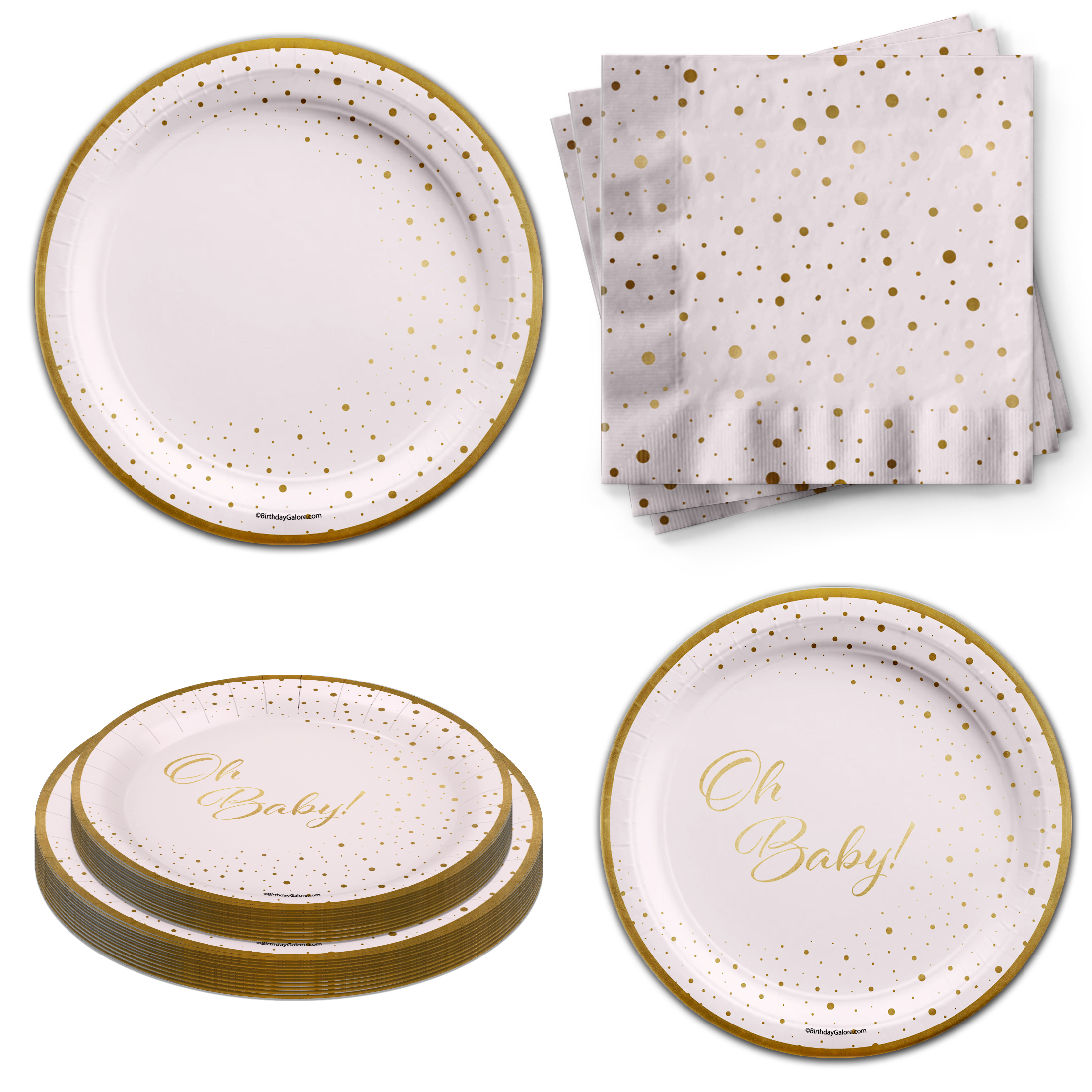 Girl's Baby Shower Tableware Kit For 24 Guests