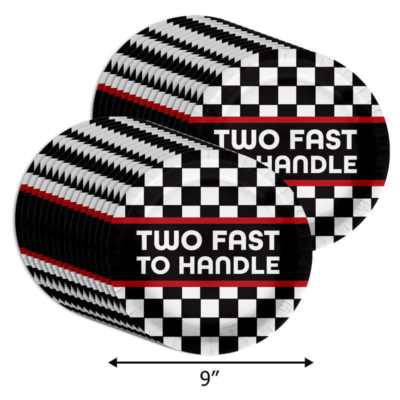 Two Fast too Handle Birthday Party 9" Dinner Plates 32 Count