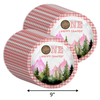 One Happy Camper Girl's 1st Birthday Party Supplies Large 9" Paper Plates in Bulk 32 Piece
