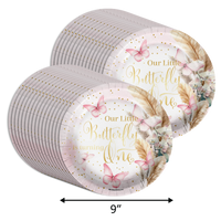 Butterfly Girl's 1st Birthday Party Supplies Large 9" Paper Plates in Bulk 32 Piece