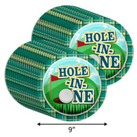 Hole in One Golfing First Birthday Party Supplies Large 9" Paper Plates in Bulk 32 Piece