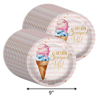 She's Been Scooped Up Scoops Ice Cream Bridal Shower Party Supplies Large 9" Paper Plates in Bulk 32 Piece