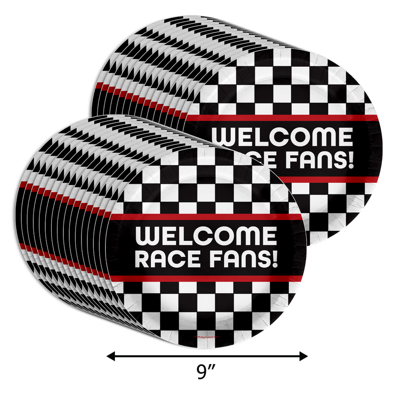 Welcome Race Fans Birthday Party 9" Dinner Plates 32 Count