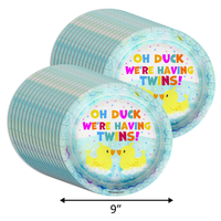 Oh Duck! We're Having Twins Baby Shower Party Supplies Large 9" Paper Plates in Bulk 32 Piece