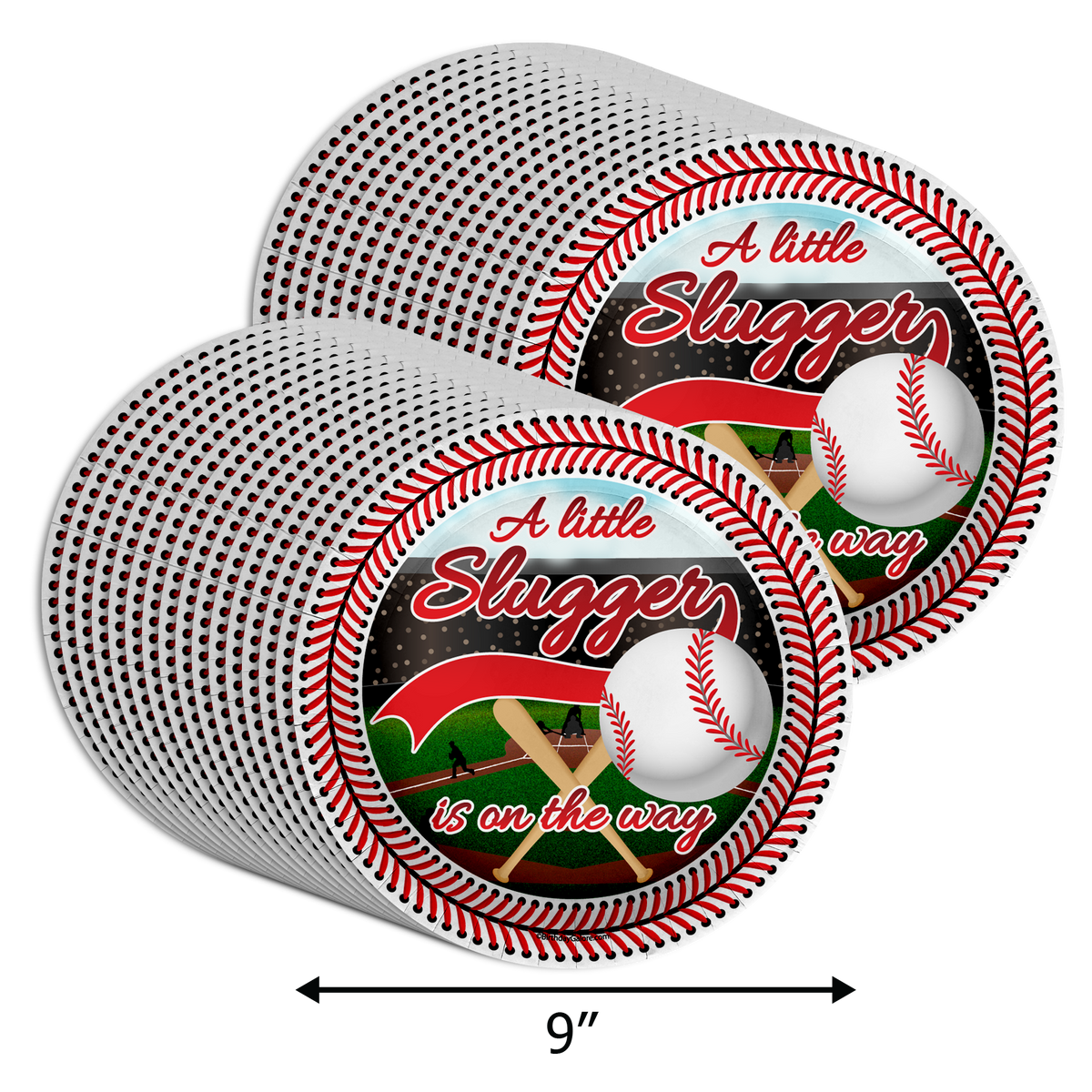 Baseball Baby Shower Party Supplies Large 9" Paper Plates in Bulk 32 Piece