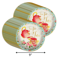 Tea For Two 2nd Birthday Party Supplies Large 9" Paper Plates in Bulk 32 Piece