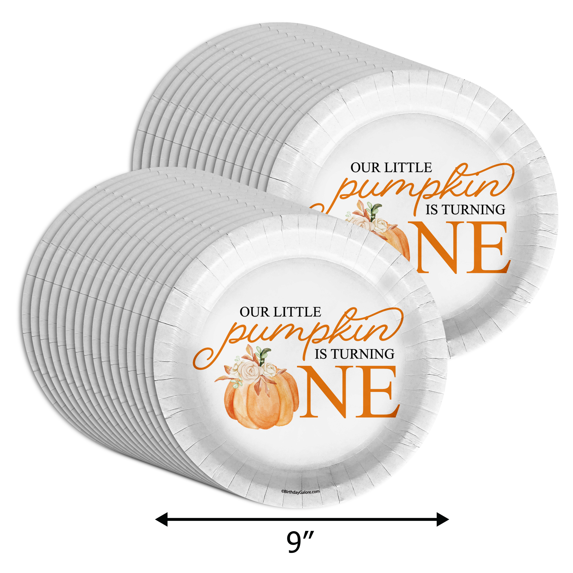 Our Little Pumpkin Is Turning One 1st Birthday 9" Dinner Plates 32 Count