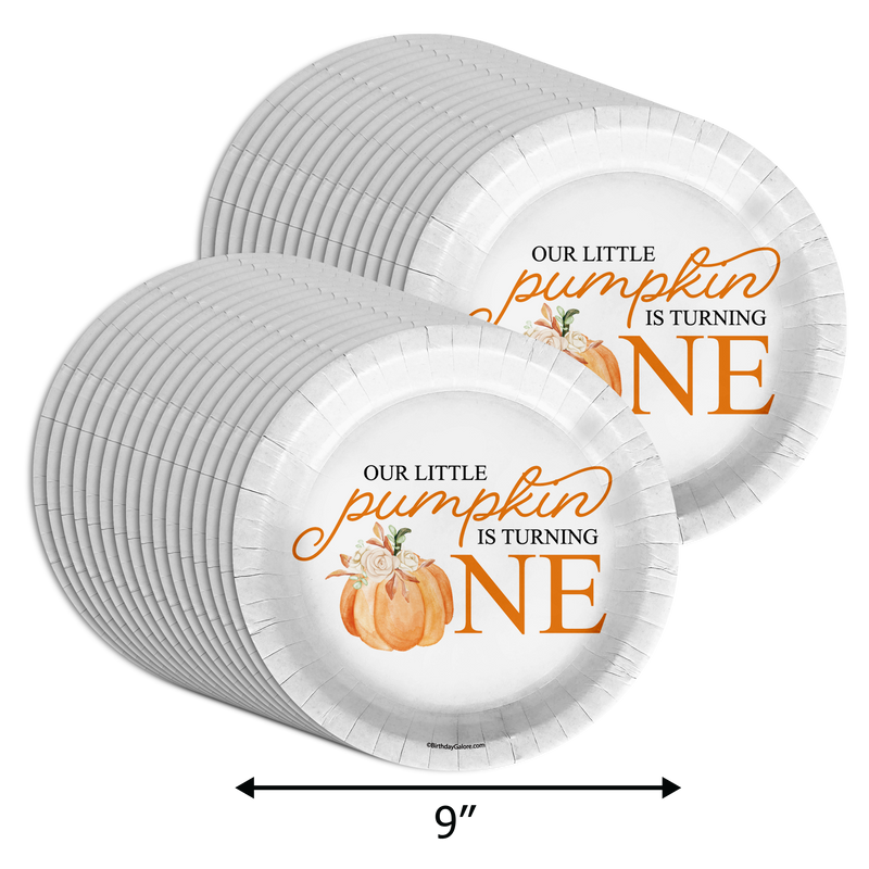Our Little Pumpkin Is Turning One 1st Birthday 9" Dinner Plates 32 Count
