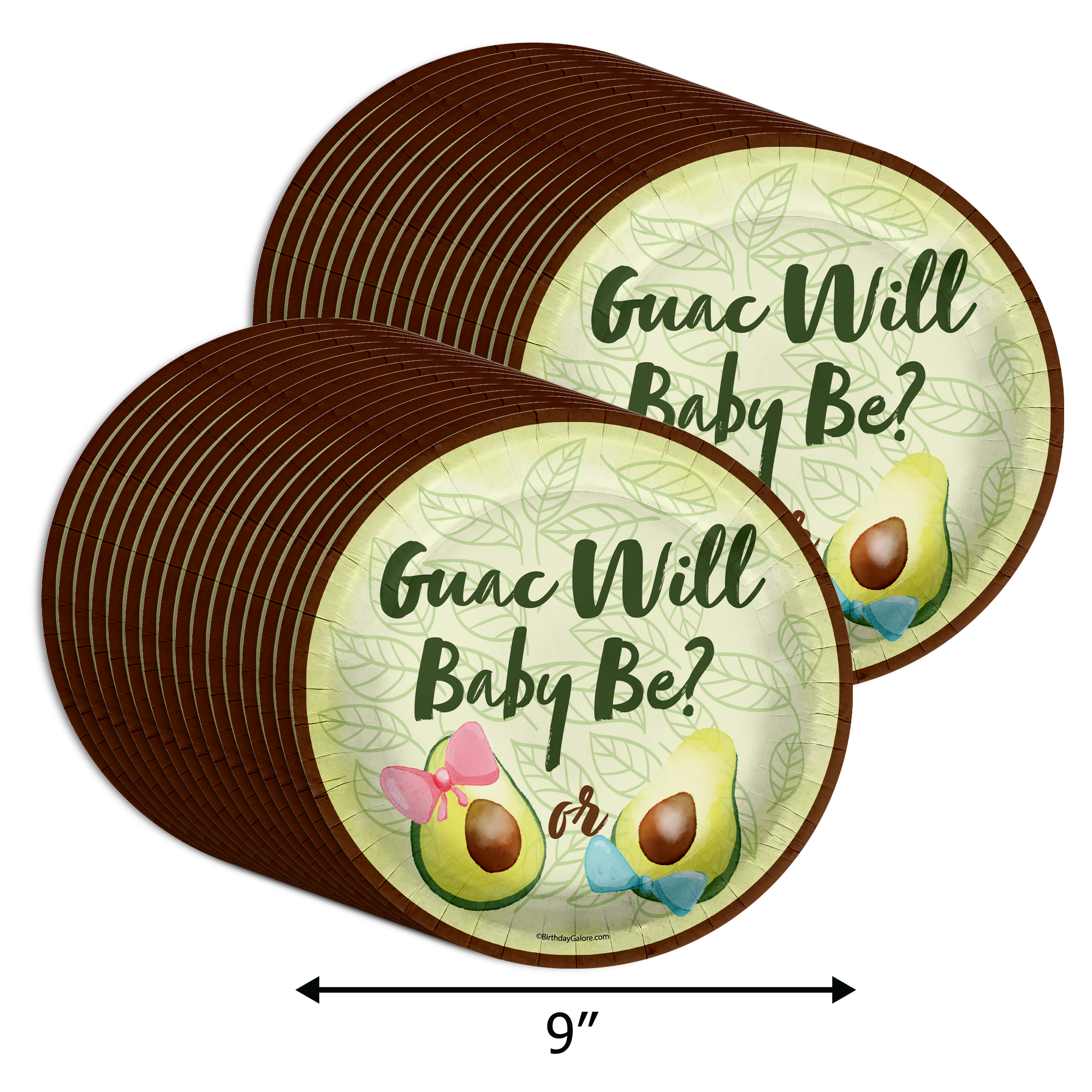 Guac Will Baby Be Gender Reveal Party 9" Dinner Plates 32 Count