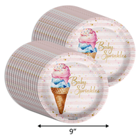 Baby Sprinkles Scoops Ice Cream Baby Shower Party Supplies Large 9" Paper Plates in Bulk 32 Piece