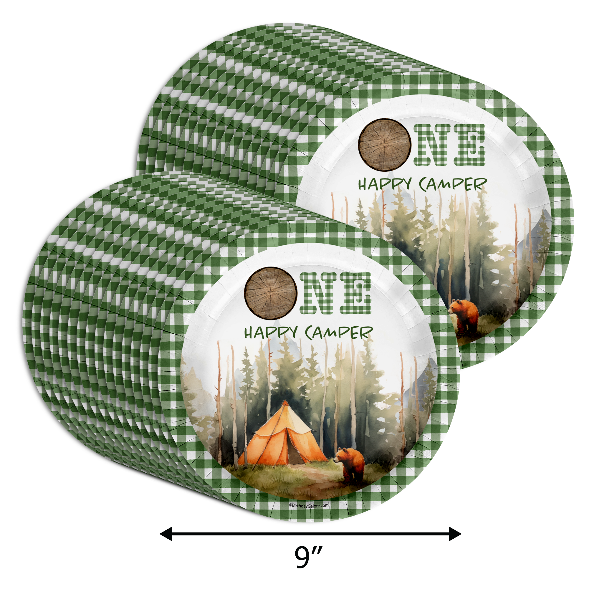 One Happy Camper Boys 1st Birthday Party Supplies Large 9" Paper Plates in Bulk 32 Piece