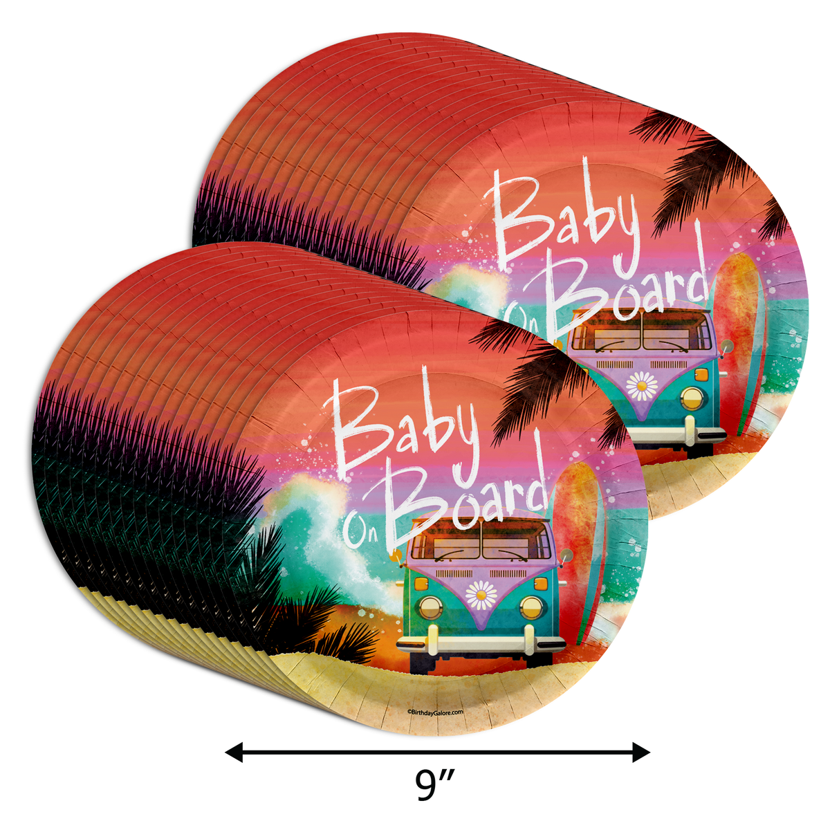 Baby on Board Baby Shower Party Supplies Large 9" Paper Plates in Bulk 32 Piece