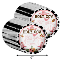 Holy Cow She's Getting Married Bridal Shower Party Supplies Large 9" Paper Plates in Bulk 32 Piece