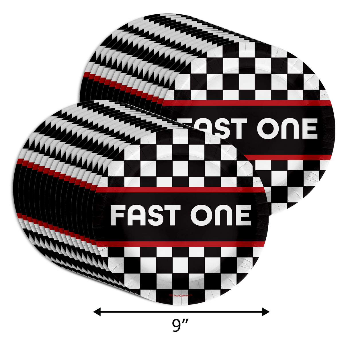 Fast One Racing First Birthday  Party Supplies Large 9" Paper Plates in Bulk 32 Piece