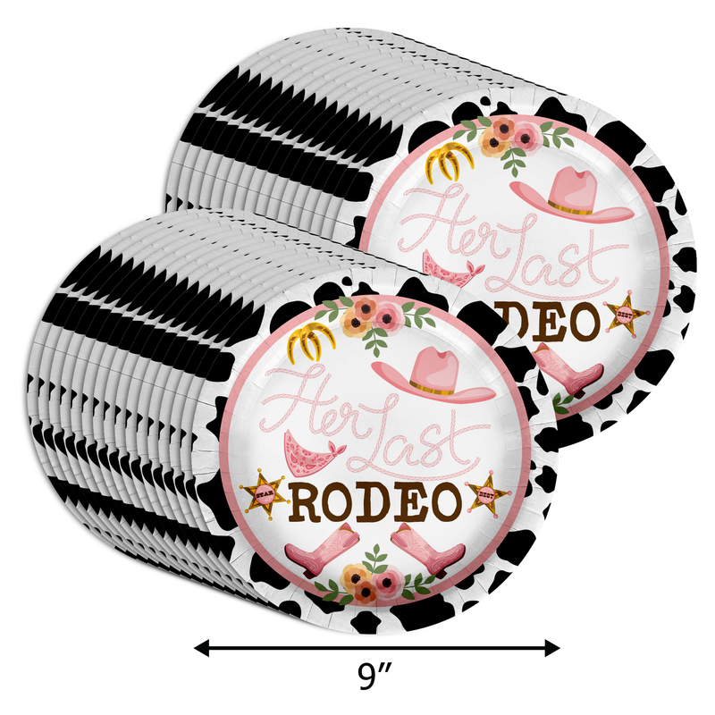 Her Last Rodeo Bridal Shower 9" Dinner Plates 32 Count