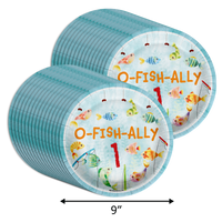 Ofishally One Fishing 1st Birthday Party Supplies Large 9" Paper Plates in Bulk 32 Piece