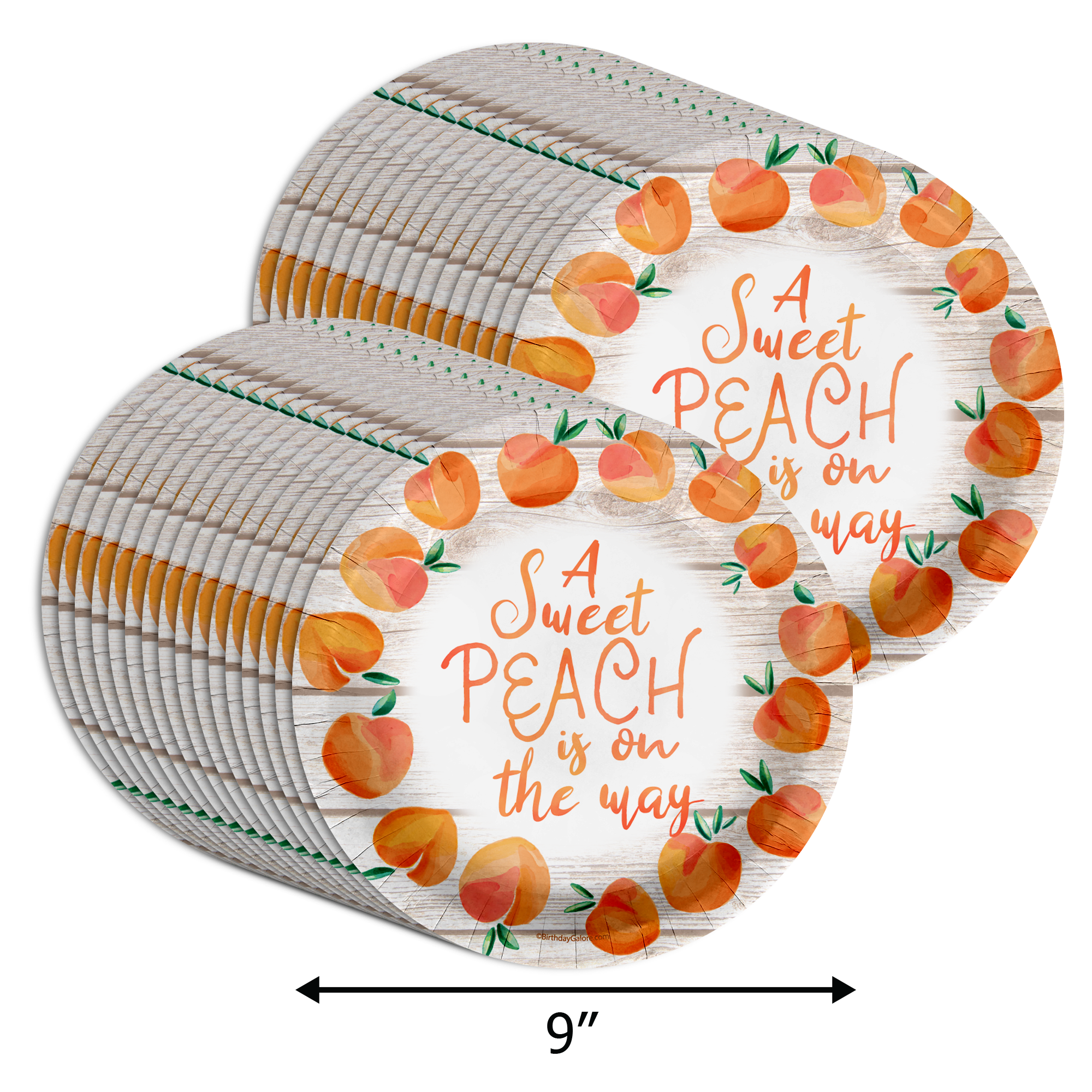 Sweet Peach on the Way Baby Shower Party Supplies Large 9" Paper Plates in Bulk 32 Piece