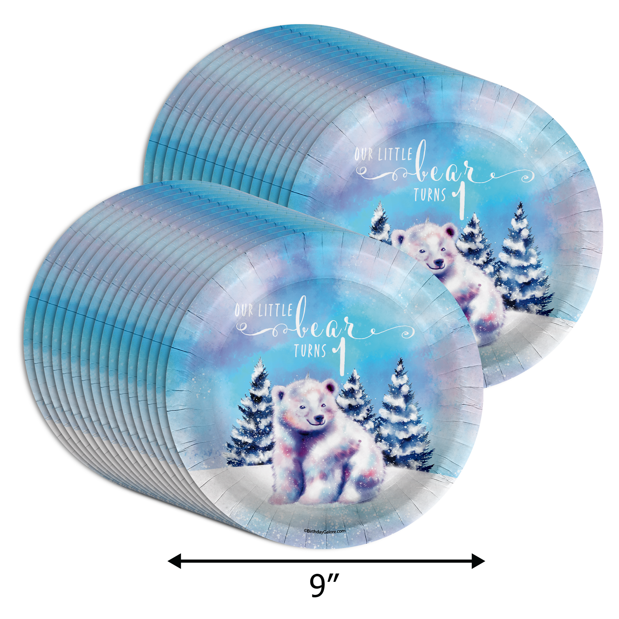 Our Little Polar Bear Is Turning One 1st Birthday Party Tableware Kit For 16 Guests 64 Piece