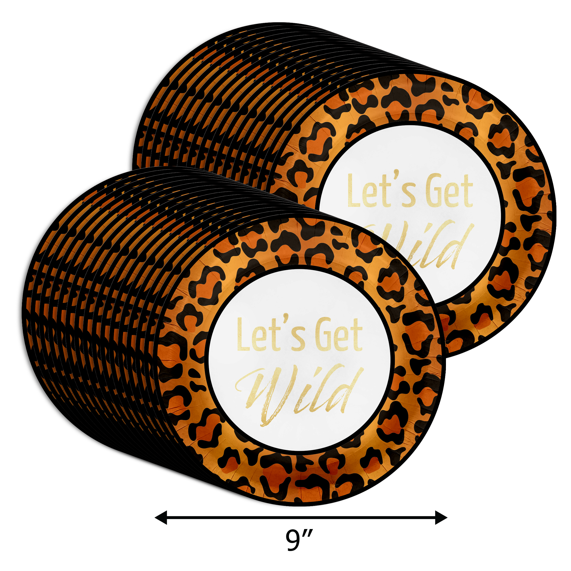 Let's Get Wild Leopard Print Birthday Party 9" Dinner Plates 32 Count