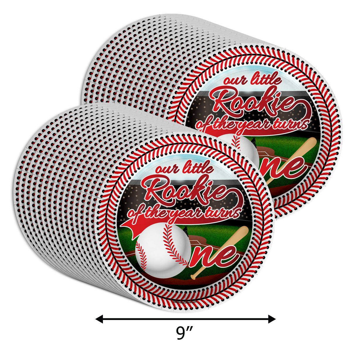 Baseball 1st Birthday Party Supplies Large 9" Paper Plates in Bulk 32 Piece