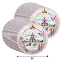 Fairytale Princess 1st Birthday Party Supplies Large 9" Paper Plates in Bulk 32 Piece