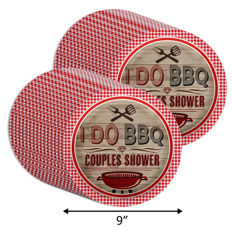 I Do BBQ Bridal Shower Party 9" Dinner Plates 32 Count