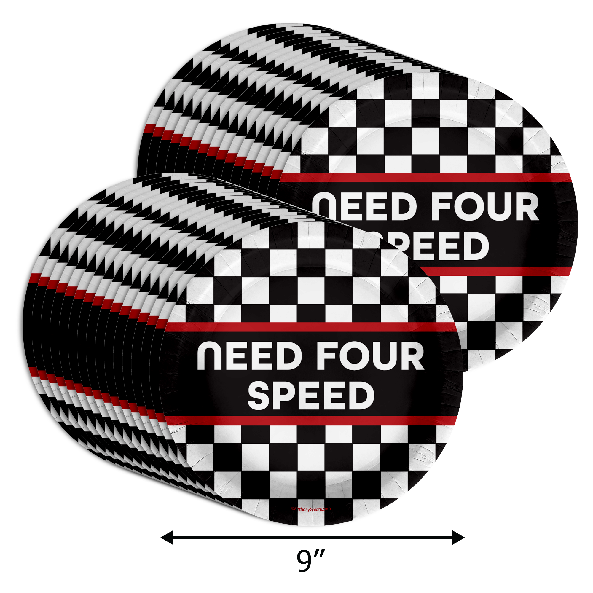 Need Four Speed Racing 4th Birthday Party Supplies Large 9" Paper Plates in Bulk 32 Piece
