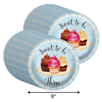 Sweet to Be Three 3rd Birthday Party Supplies Large 9" Paper Plates in Bulk 32 Piece