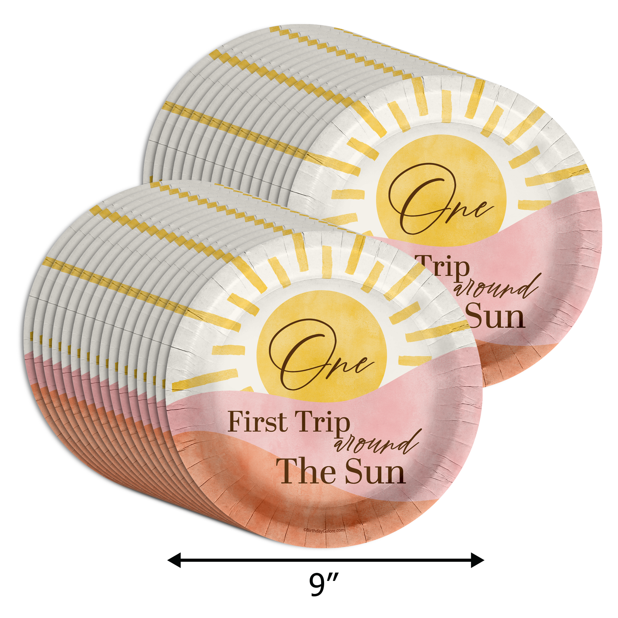 First Trip Around the Sun Birthday Party 9" Dinner Plates 32 Count