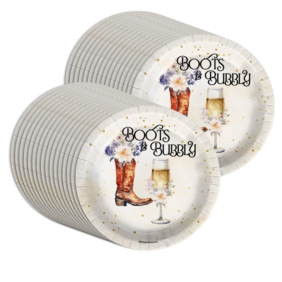 Birthday Galore Boots and Bubbly Bridal Shower Party Supplies Large 9 Paper Plates in Bulk 32 Piece