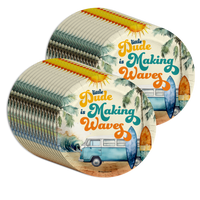 Little Dude Making Waves Baby Shower Party Supplies Large 9" Paper Plates in Bulk 32 Piece