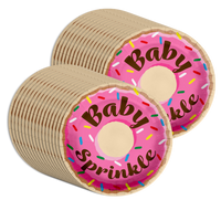 Baby Sprinkle Donut Baby Shower Party Supplies Large 9" Paper Plates in Bulk 32 Piece