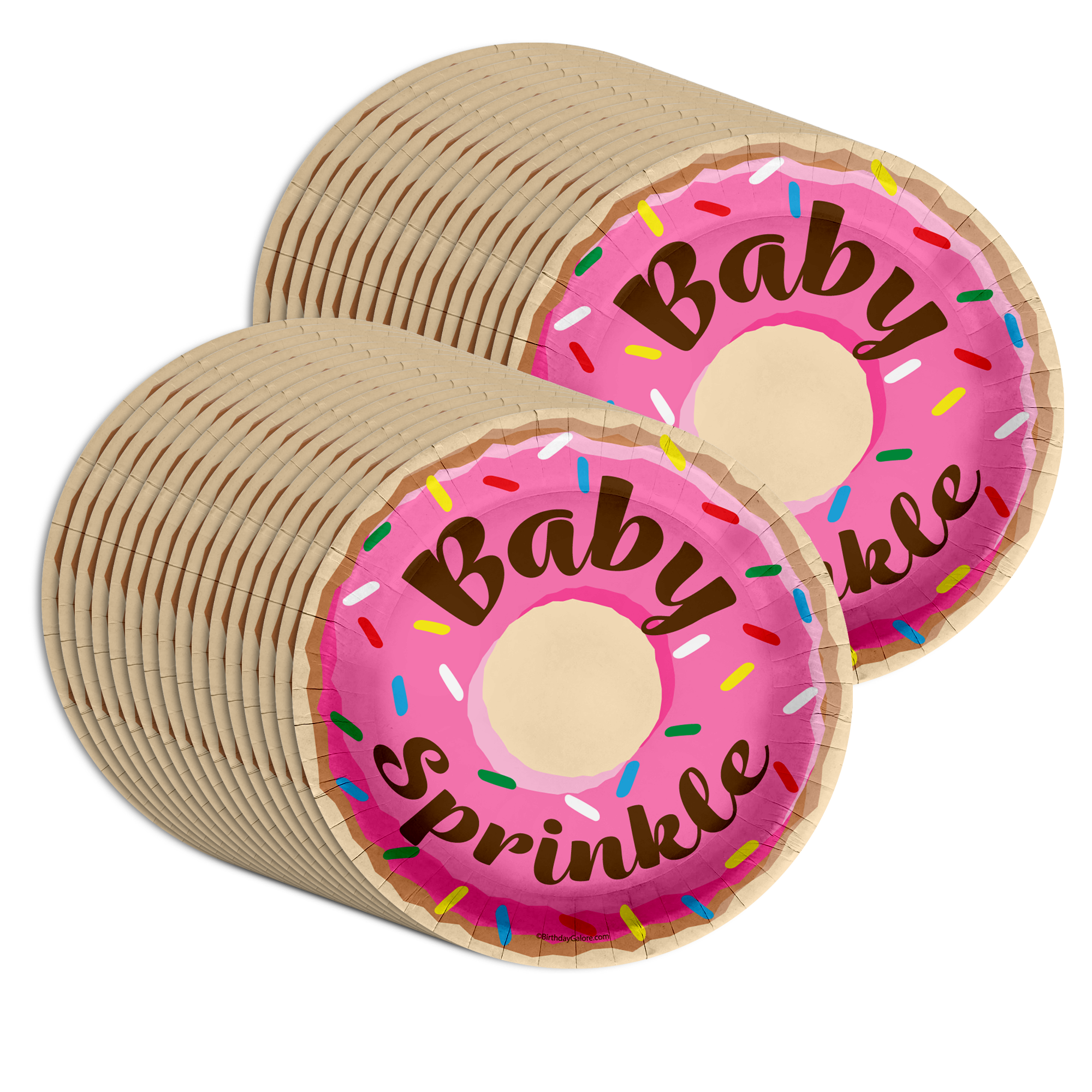 Baby Sprinkle Donut Baby Shower Party Supplies Large 9" Paper Plates in Bulk 32 Piece