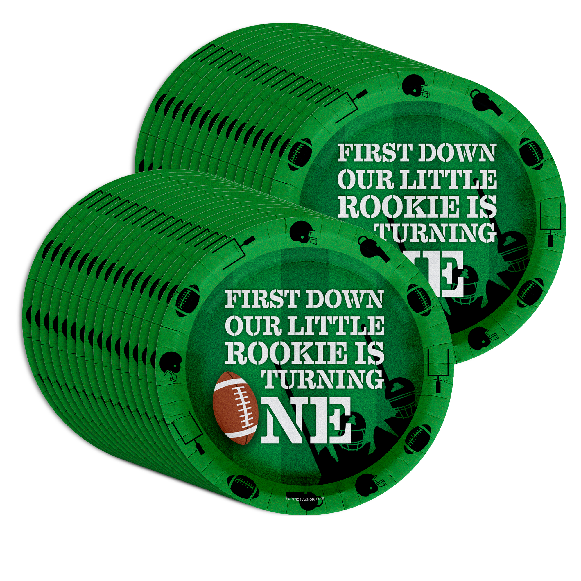First Down Football 1st Birthday 9" Dinner Plates 32 Count