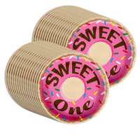 Girls 1st Birthday Party Supplies - Sweet One Donut Birthday Paper Plates - Large 9" Paper Plates in Bulk 32 Piece