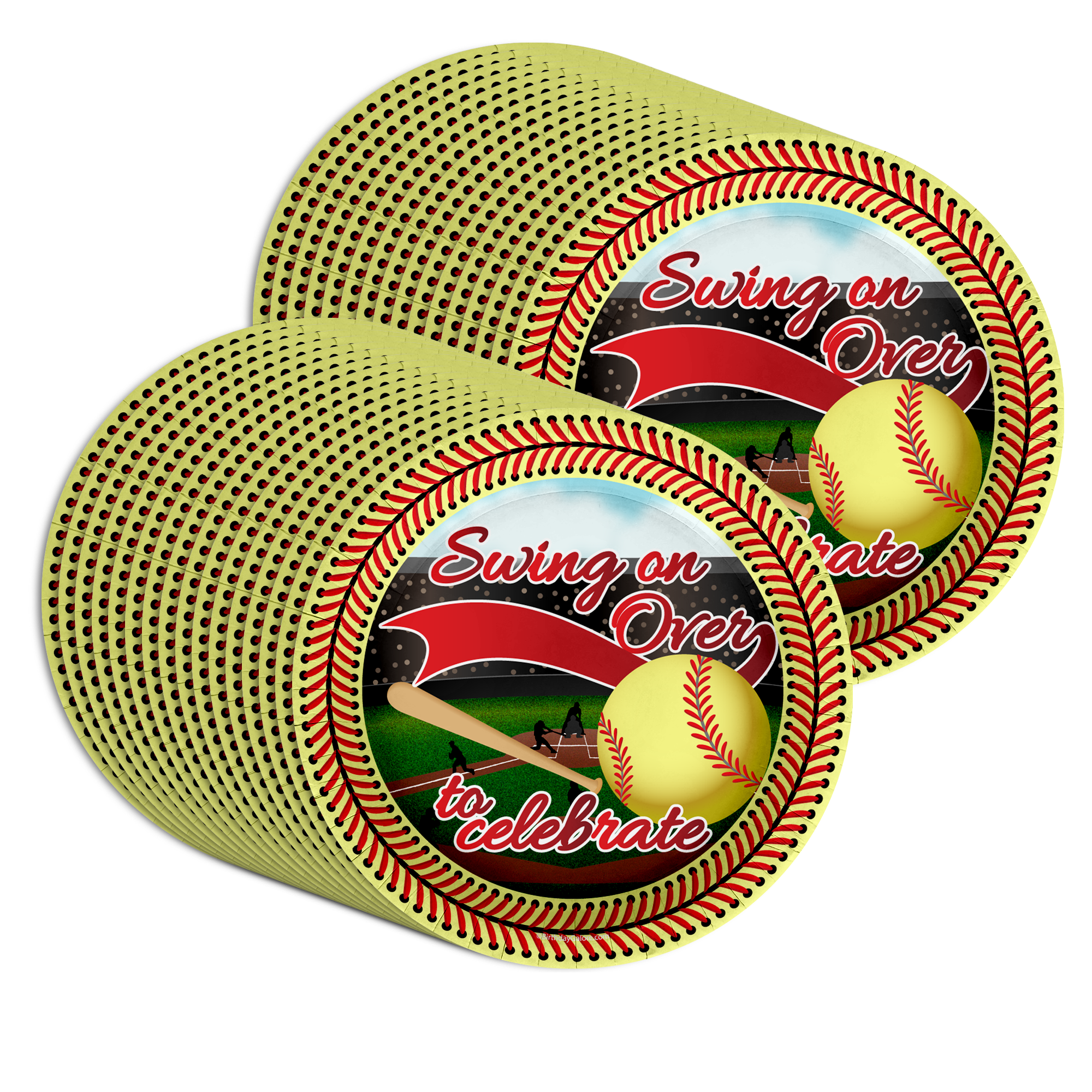 Softball Birthday Party Supplies Large 9" Paper Plates in Bulk 32 Piece