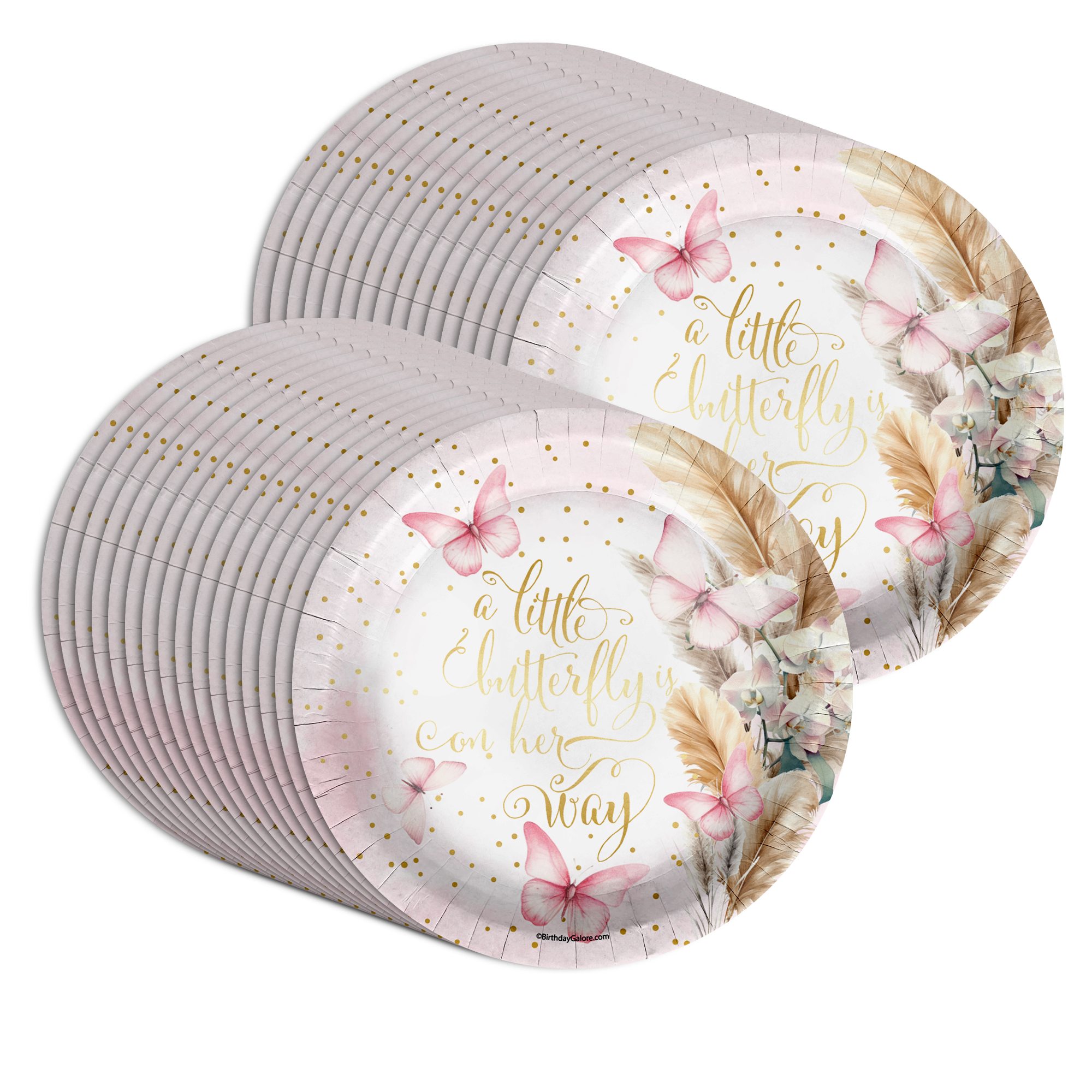 Butterfly Baby Shower Party Supplies Large 9" Paper Plates in Bulk 32 Piece