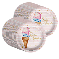 Baby Sprinkles Scoops Ice Cream Baby Shower Party Supplies Large 9" Paper Plates in Bulk 32 Piece