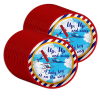 Up Up and Away Airplane Baby Shower Party Supplies Large 9" Paper Plates in Bulk 32 Piece