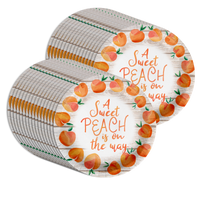 Sweet Peach on the Way Baby Shower Party Supplies Large 9" Paper Plates in Bulk 32 Piece