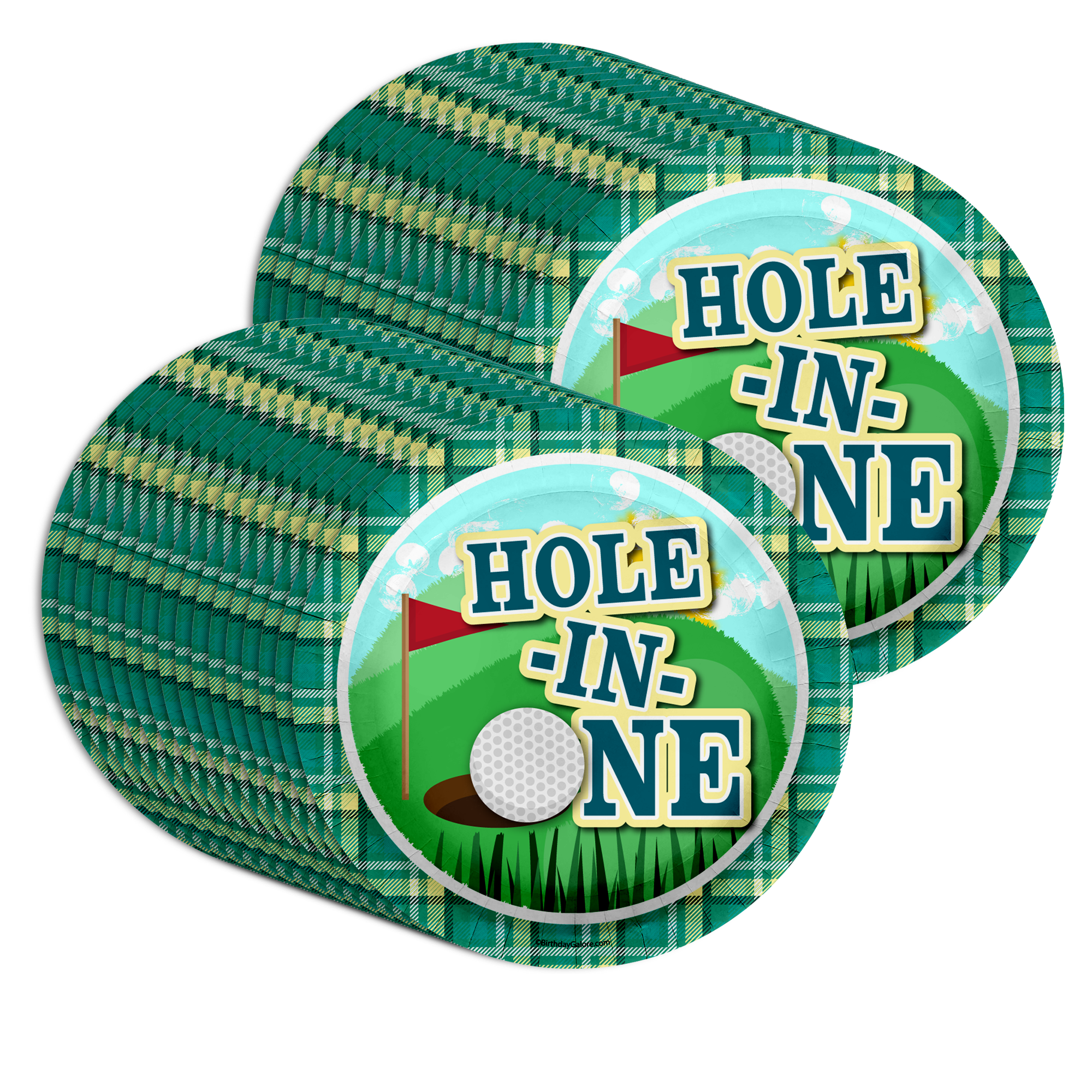 Hole in One Golfing First Birthday Party Supplies Large 9" Paper Plates in Bulk 32 Piece