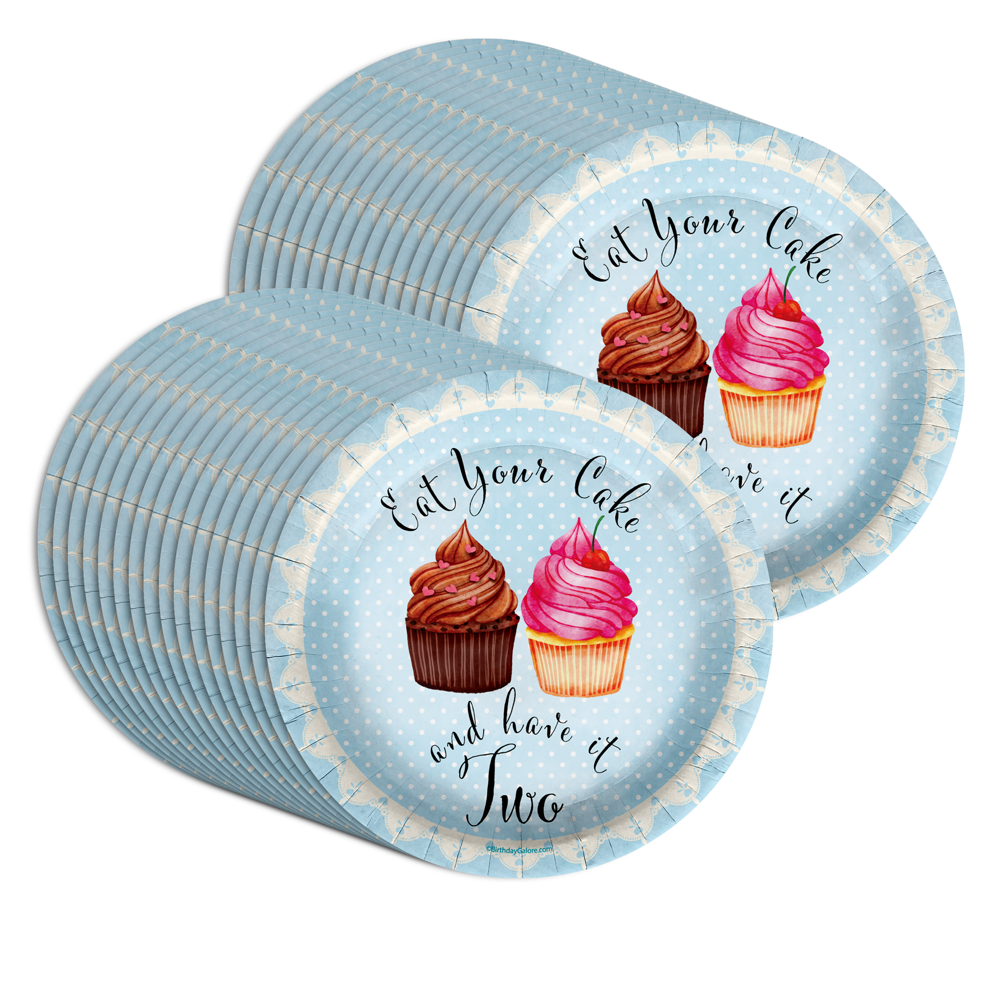 Eat Your Cake and Have it Two 2nd Birthday Party Supplies Large 9" Paper Plates in Bulk 32 Piece