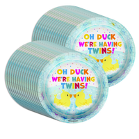 Oh Duck! We're Having Twins Baby Shower Party Supplies Large 9" Paper Plates in Bulk 32 Piece